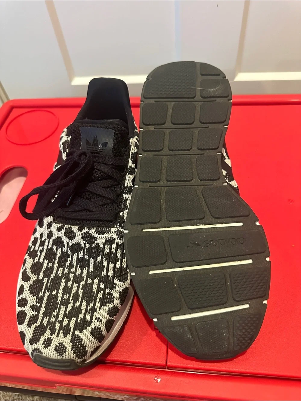 adidas Black & White Leopard Knit Sneakers